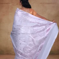 Rose Gold with fancy embroidery design Cotton Tissue Saree