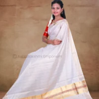Copper border with Maroon border and lines Cotton Tissue Saree