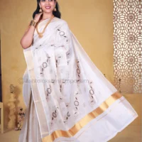 Copper with embroidery design Cotton Tissue Saree