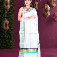 White with Multi Colour Lines Cotton Saree