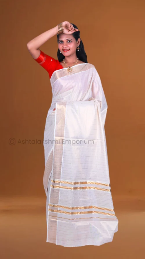 Copper Cotton Tissue Saree