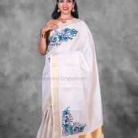 Copper Border with embroidery design Cotton Tissue Saree