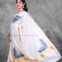 Copper Border with embroidery design Cotton Tissue Saree