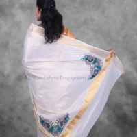 Copper Border with embroidery design Cotton Tissue Saree