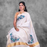 Copper Border with embroidery design Cotton Tissue Saree