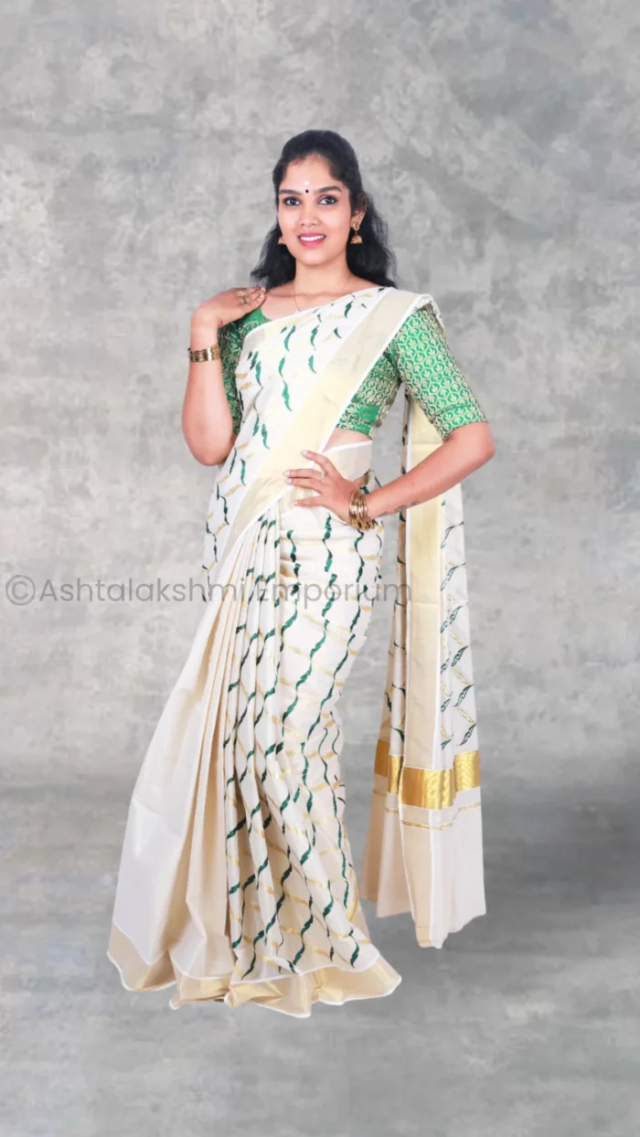 Embroidery design Cotton Tissue Saree