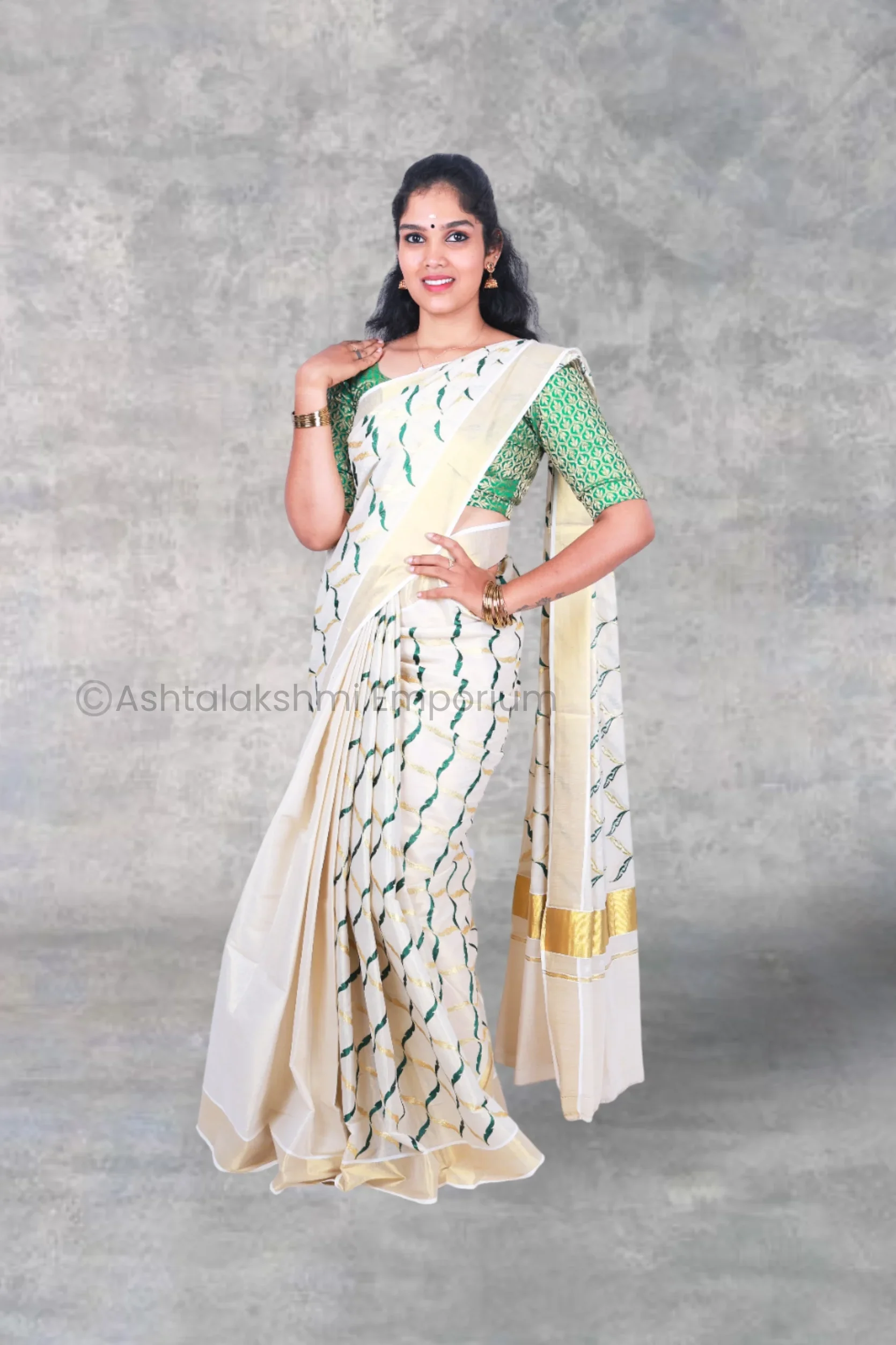 Embroidery design Cotton Tissue Saree