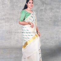 Embroidery design Cotton Tissue Saree