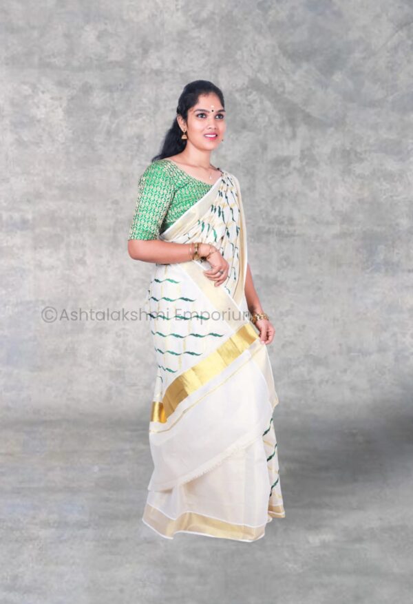 Embroidery design Cotton Tissue Saree