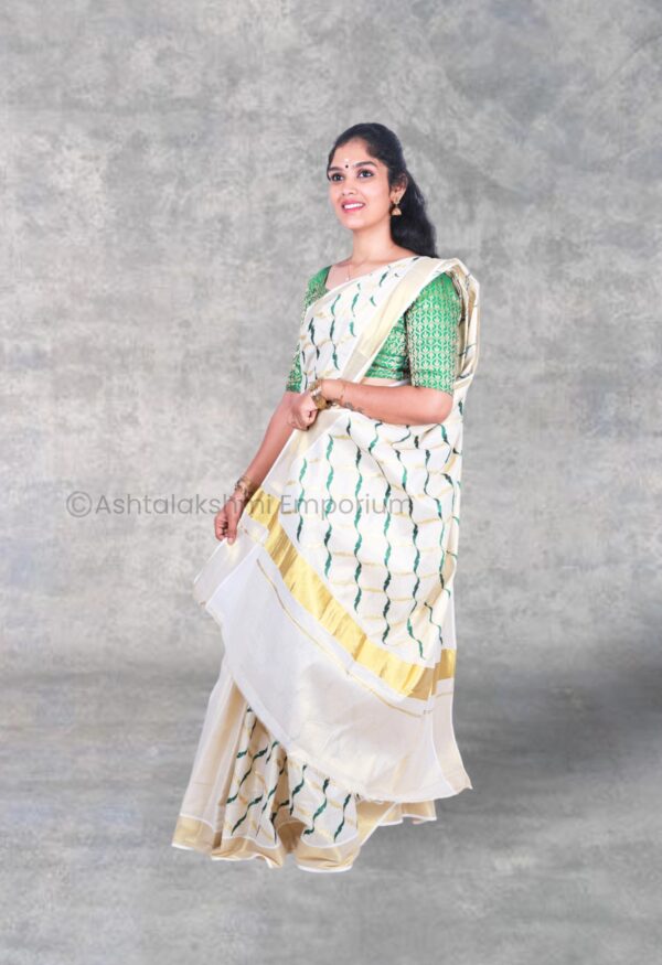 Embroidery design Cotton Tissue Saree