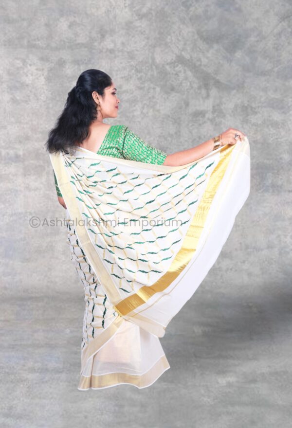 Embroidery design Cotton Tissue Saree