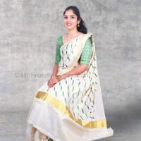 Embroidery design Cotton Tissue Saree