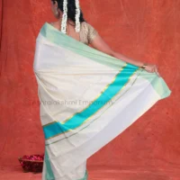 Pista Green Border Cotton Tissue Saree