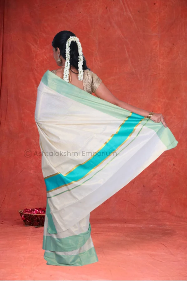 Pista Green Border Cotton Tissue Saree
