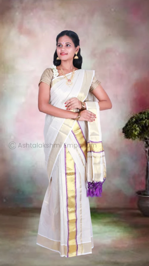 Fancy Set Mundu – BCH Gold Cotton Tissue Saree