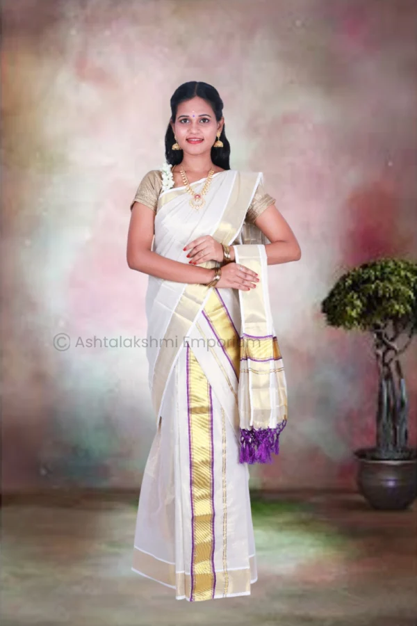 Fancy Set Mundu – BCH Gold Cotton Tissue Saree