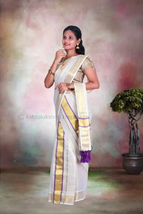 Fancy Set Mundu – BCH Gold Cotton Tissue Saree
