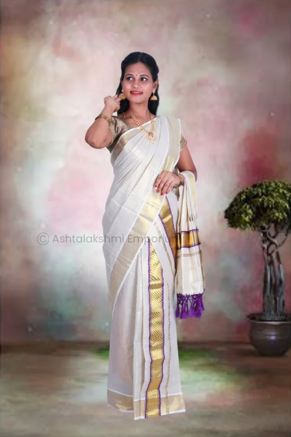 Fancy Set Mundu – BCH Gold Cotton Tissue Saree