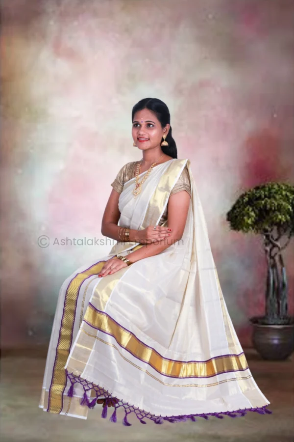 Fancy Set Mundu – BCH Gold Cotton Tissue Saree