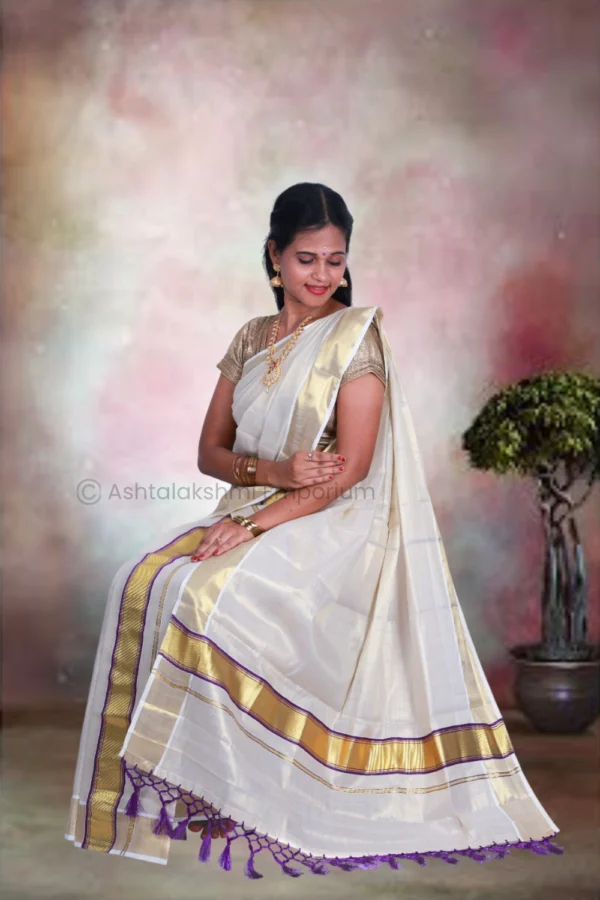 Fancy Set Mundu – BCH Gold Cotton Tissue Saree