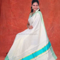 Pista Green Border Cotton Tissue Saree