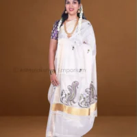 Copper with embroidery design Cotton Tissue Saree