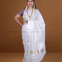 Lite Gold with lines Cotton Tissue Saree