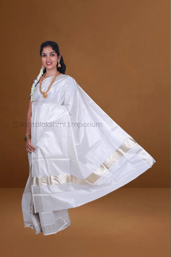 Lite Gold with lines Cotton Tissue Saree