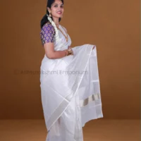 Lite Gold with lines Cotton Tissue Saree