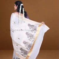 Copper with embroidery design Cotton Tissue Saree