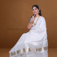 Lite Gold with lines Cotton Tissue Saree