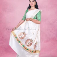 Golden border with embroidery design Cotton Tissue Saree