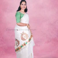 Golden border with embroidery design Cotton Tissue Saree