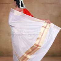 Copper border with Maroon border and lines Cotton Tissue Saree
