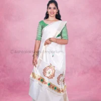 Golden border with embroidery design Cotton Tissue Saree