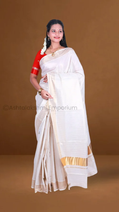 Copper Lines  Cotton Tissue Saree