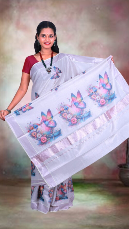 Rose Gold – Butterfly Digital Print Cotton Tissue