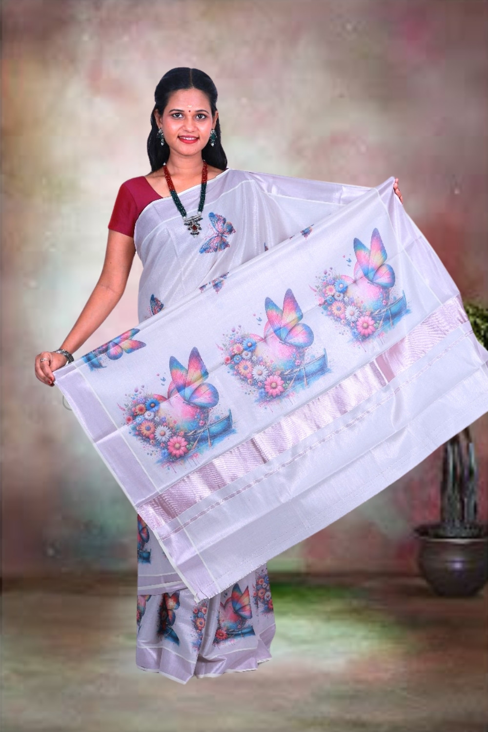 Rose Gold – Butterfly Digital Print Cotton Tissue
