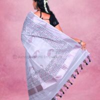 Rose Gold – Block Print Design Cotton Tissue saree