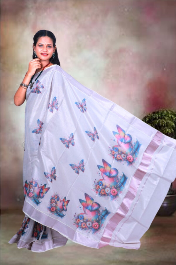 Rose Gold – Butterfly Digital Print Cotton Tissue