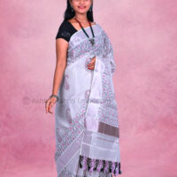 Rose Gold – Block Print Design Cotton Tissue saree