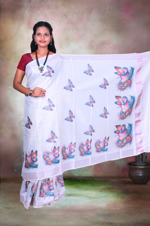 Rose Gold – Butterfly Digital Print Cotton Tissue