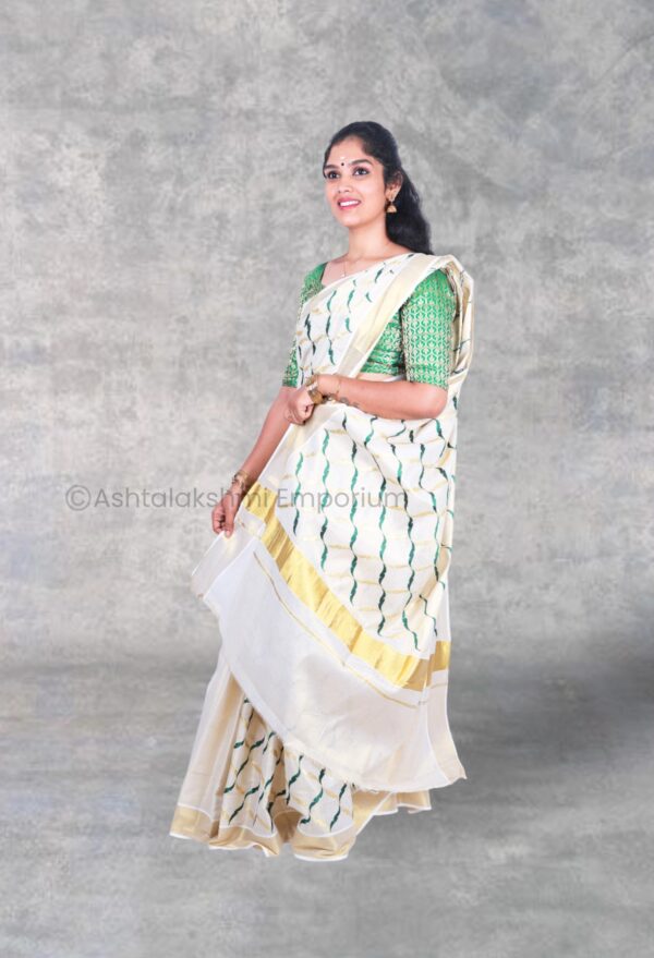 Embroidery design Cotton Tissue Saree