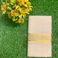 Cotton Grey – Jacquard Weave – Gold Border – Check Design Dhoti