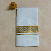 Cotton Bleach – Jacquard Weave Gold Border – Diamond Cutting Design Dhoti