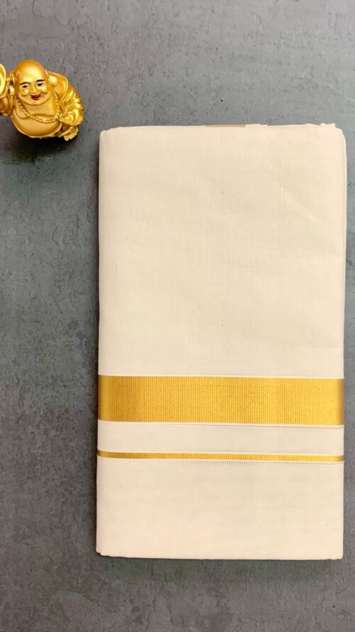 Cotton Grey – 1 Inch Gold Border Dhoti