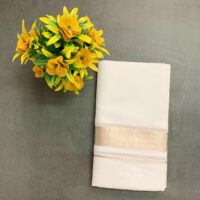 Cotton Bleach – 1 ½ Inch Silver Border Design Dhoti