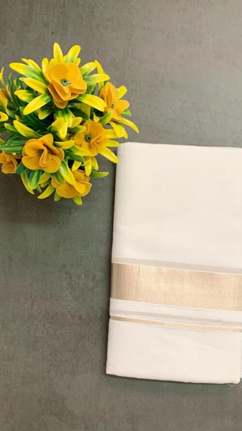 Cotton Bleach – 1 ½ Inch Silver Border Design Dhoti