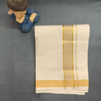 Cotton Grey – Jacquard Design – Gold Border – V Shape Dhoti