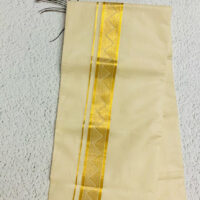 Cotton Grey – Jacquard Weave – Gold Border – Pyramid Design Dhoti